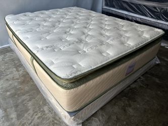 Full Organic Elite Superior Hybrid Cool Gel Memory Foamm Pillow Top 14inch Matres!!