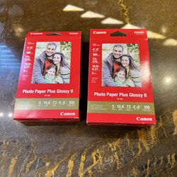 Set of 2 Canon Photo Paper Plus Glossy II PP-201 4"x6" - 200 Sheets Total. New!