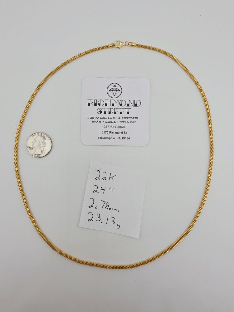22k gold 24" octagonal franco link chain