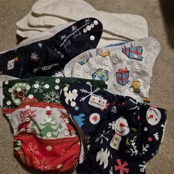 Cloth Pocket Diapers Alva Christmas Holiday Set 4 