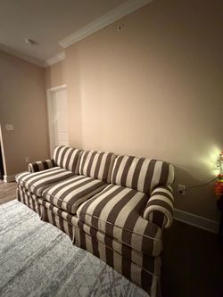 Striped Skirted Sofa - Super Clean and Comfy Couch