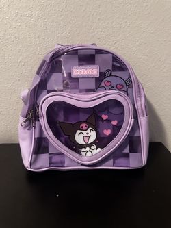 Kuromi Purple Mini Backpack With Heart Window