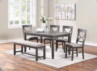 6-Pcs Dining Set Table + 4 Chairs + Bench new in box installation required