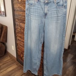 Women's Baggy Wide Leg Jeans Size 16 By Old Navy