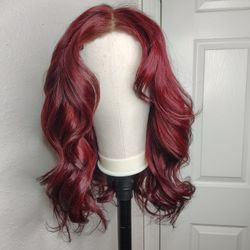 16" 5x5 Human Hair Wig Red 
