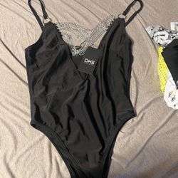 Small Black Bodysuit With Chains 