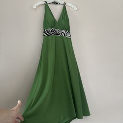 Party Phoebe Couture Dress size 6 Halter Neck Zebra Sparkle Tie Stretchy Green