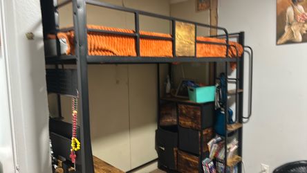 Black Metal Loft Bed Frame