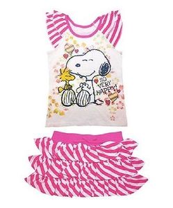 White & Pink Snoopy Tee & Skirt - Toddler size 4 or 5 T