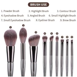 New Makeup Brushes Set 9Pcs Eyeshadow Powder Concealer Blending Brush Premium Synthetic Synthetic Fiber Bristles Professional Make Up Brush Kits
