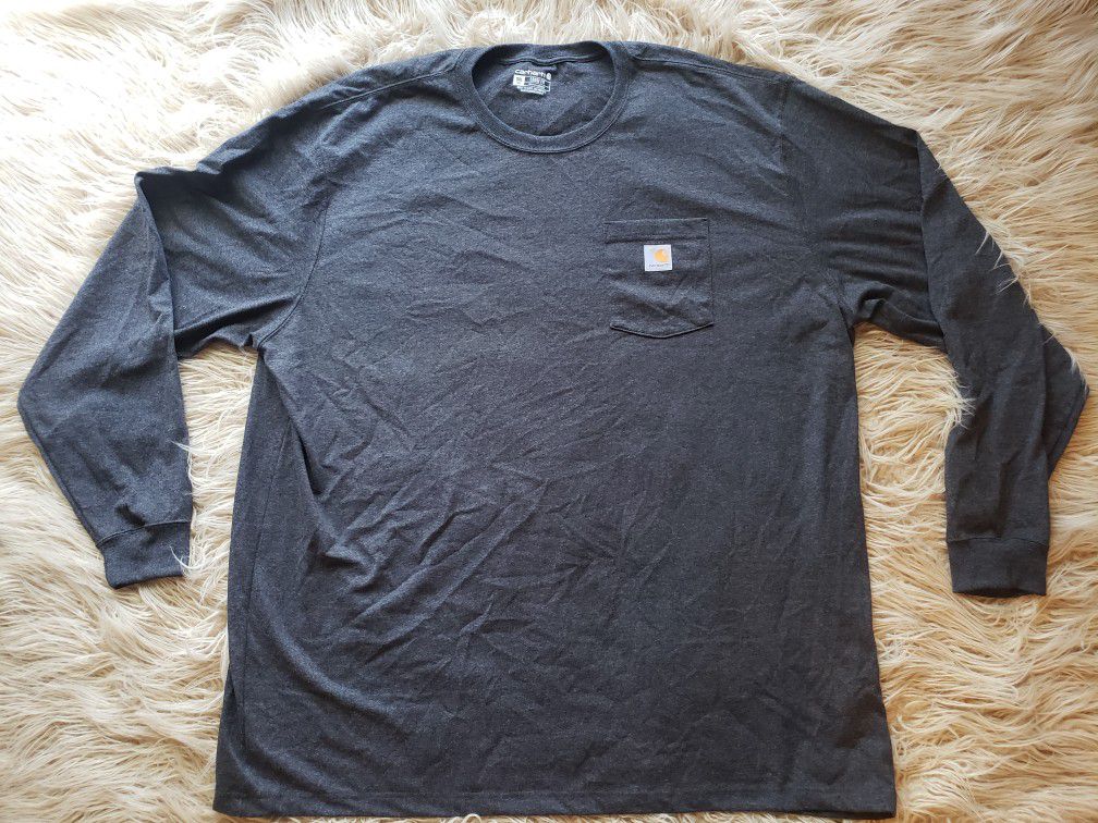 Carhartt Long Sleeve Pocket T-Shirt Men’s Size 3XL TALL  Grey Loose Fit 