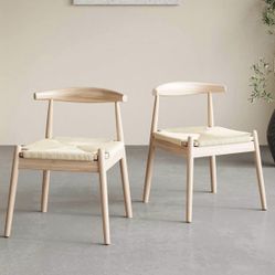 New 2 Chairs For $70, Woven Dining Chairs, Foldable With Wood Base