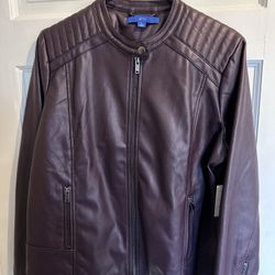 New Women’s Apt 9 Faux Leather Moto Jacket, Large