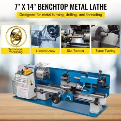 153}Metal Lathe 7x14inch Precision Bench Top Mini Metal Lathe 550W Precision Metal Lathe Variable Speed 50-2500 RPM Nylon Gear with A Movable Lamp. 