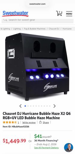 Chauvet DJ Hurricane Bubble Haze X2 Q6 RGB+UV LED Bubble Haze Machine