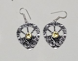Silver Earrings With Citrine Stones 