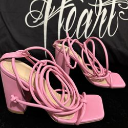 Pink, Laced Up High heels Size 5 