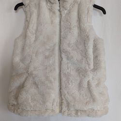 Women's XS Nicole Miller Vest Cream Double-sided Reversible Faux Fur Insulated Casual Stylish Soft