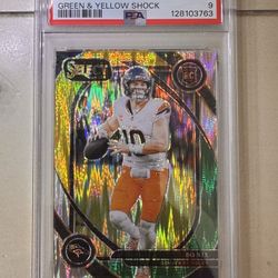 2024 Select Bo Nix Green Yellow Shock #26 PSA 9 Denver Broncos
