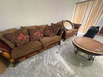 Bamboo Frame Sofa and Loveseat Set