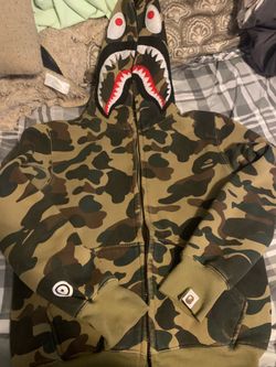 Bape hoodie shark  green camo