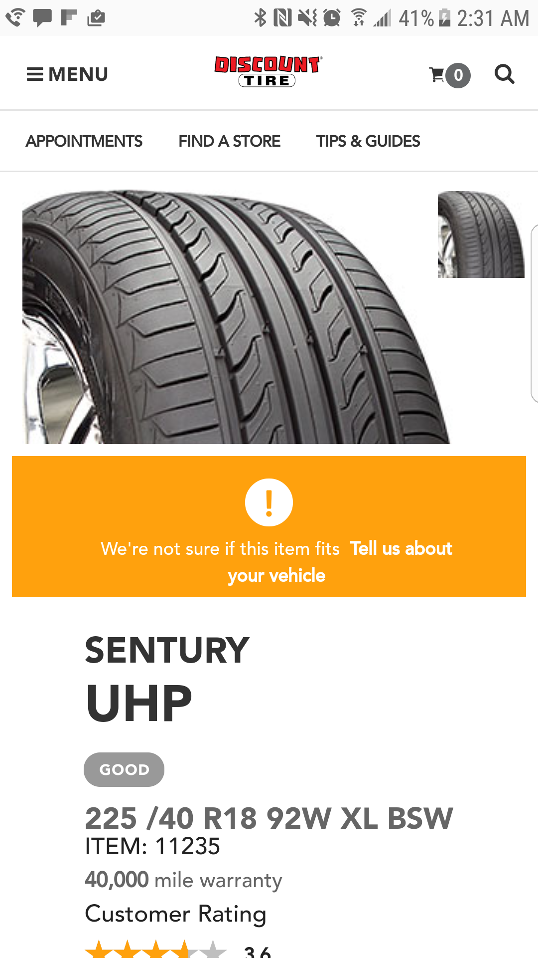 Sentury uhp tires. 225/40 18