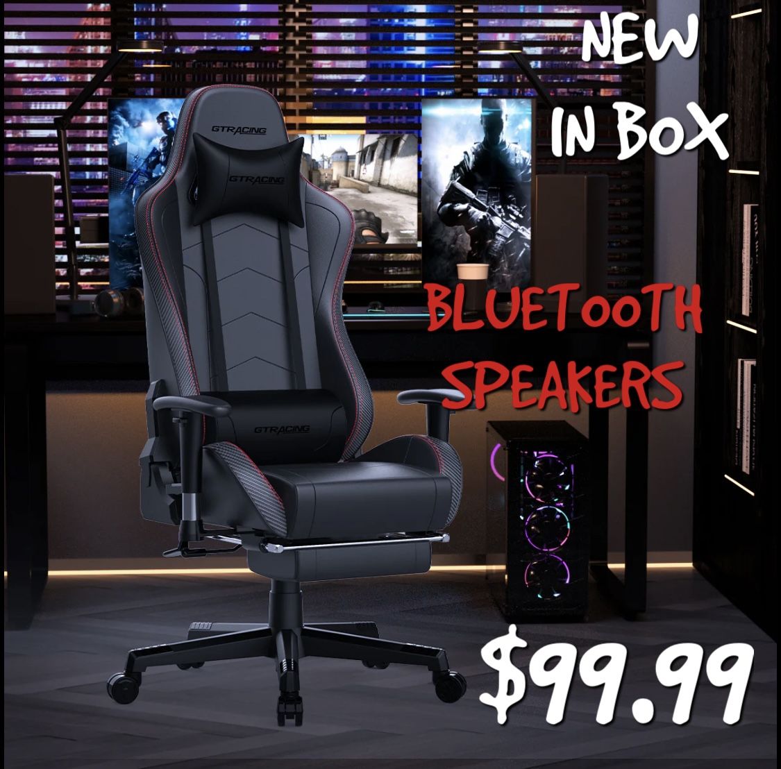 GTRACING GAME CHAIR NEW BLUETOOTH SPEAKERS