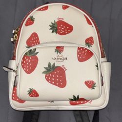 Coach Mini Court Backpack Strawberry Print 