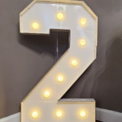 Large White Light Up Birthday Number 2 Apx 4' Tall Freestanding Two *Pick-up In Great Bridge*