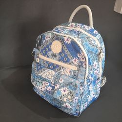 Kipling Rose KI0307 Blue and White Mini Backpack - Pretty Patchwork Style
