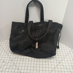 Victoria's Secret Black Tote Bag 2017 Limited Edition Pleated Side Puffs