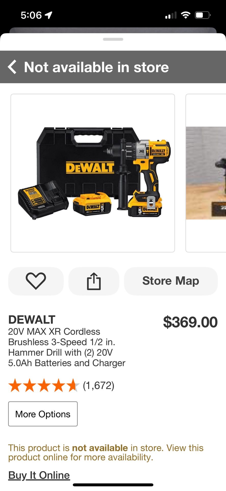 Dewalt 20vXR 1/2”brushless 3-speed Hammer Drill Kit