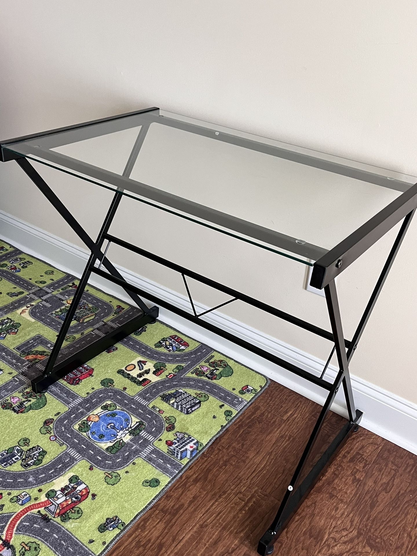 Black Metal Glass Desk