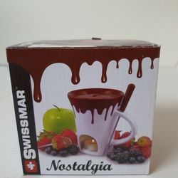 Swissmar Nostalgia Chocolate Fondue Mug Set ,  New ( Open Box) .. Enjoy this tantalizing treat from Swissmar's Fondue collection. Simply dip your fr