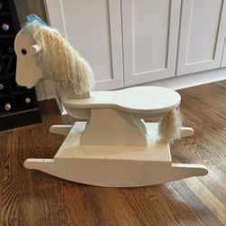 Vintage Handmade Wooden Children’s Rocking Horse Solid Wood 