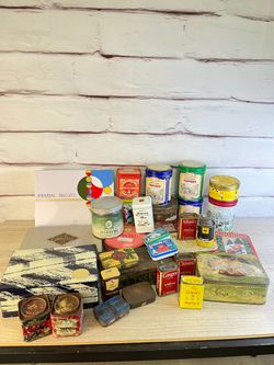 Vintage Metal Tin Tins Lot 33pc