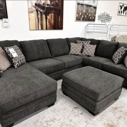 [OM] 🟪 Only $45 initial then take it home 🏡 Brand New Tracling 3 Piece Sectional With Chaise 