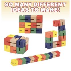 Nice! Wooden Twist Cubes Puzzle Fidget Multi Colored Flexi Puzzle Stretch, Twist, and Lock Bending Brain Teaser