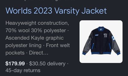 Worlds 2023 varsity jacket