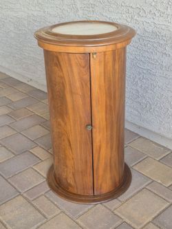 16" diameter X 27.5" height, antique Victorian sircular side table cabinet in good condition