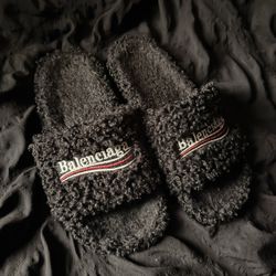 Balenciaga fur slides