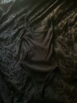 Black Ribbed Bodysuit with Spaghetti Straps