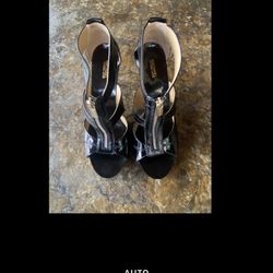 Michael Kors Women’s Patent Leather Zip Open Toe Heels Black 9.5M