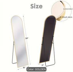 Gold Arched Full-Length Floor Mirror with Stand