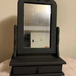 Repainted Small Wood Vanity Mirror 