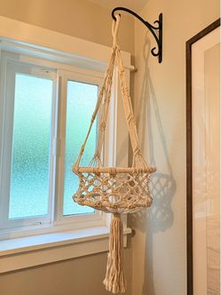 Macrame Hanging Plant Basket with Tassel
