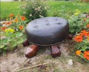 Wooden Turtle Ottoman Stool