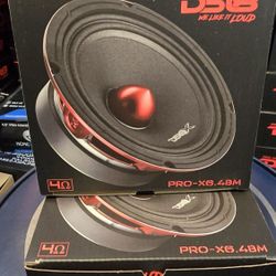 DS18 PRO-X6.4BM Loudspeaker - Pair of 6.5", Midrange, Red Aluminum Bullet, 500W Max, 250W RMS, 4 Ohms - Premium Quality Audio Door Speakers for Car or