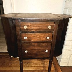 Antique Martha Washington Style Solid Wood Mahogany Sewing Cabinet