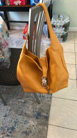 Mustard Yellow Leather Hobo Shoulder Bag